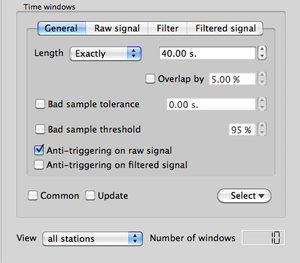 General sub-tab in the Time windows section of the Time tab